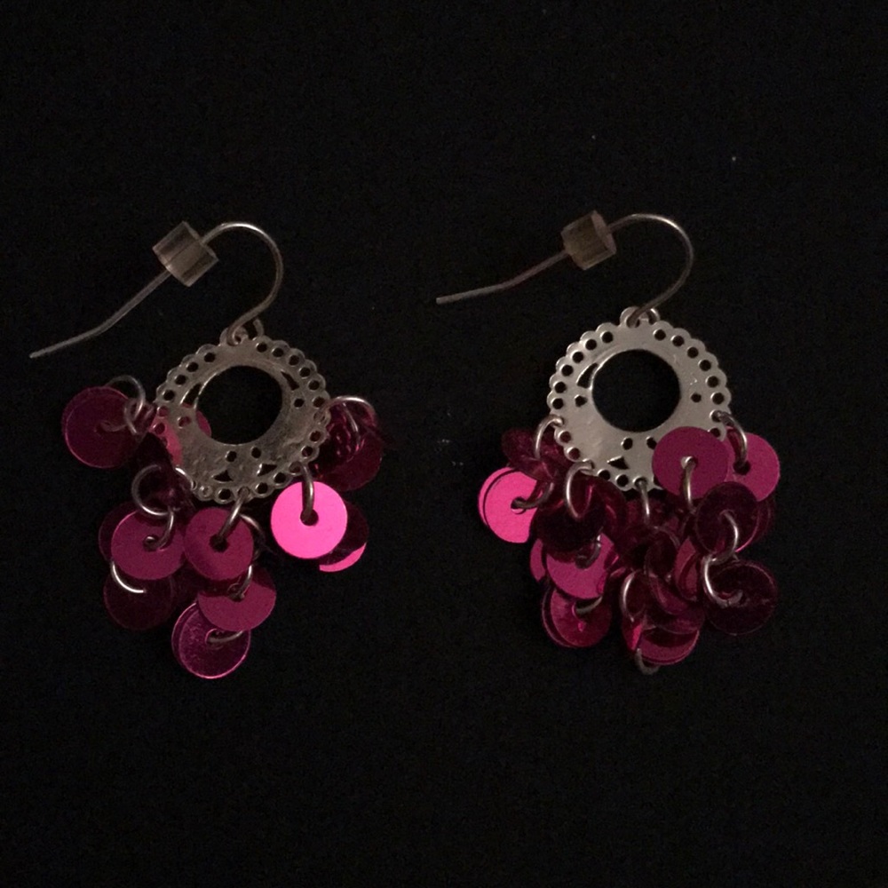 Sequin pink earrings!